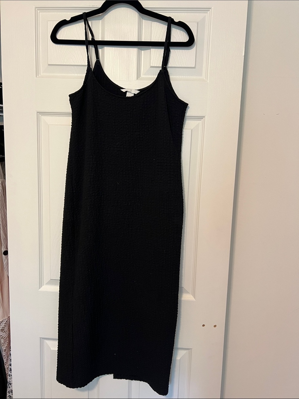 H&M Black Midi Slip Dress with Spaghetti Straps